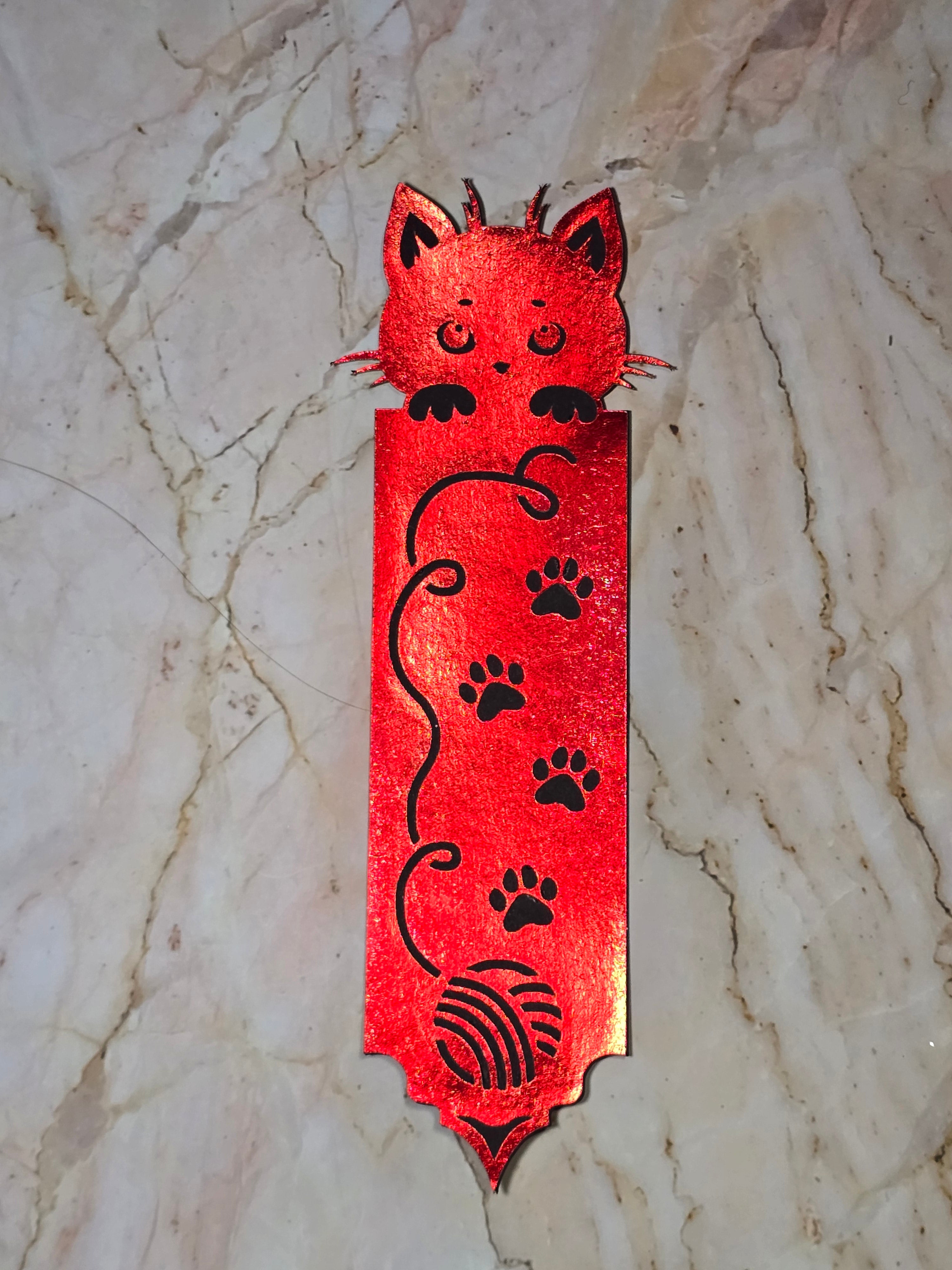 Red Foil Cat Bookmark
