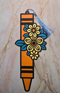 Crayon with flowers bookmark
